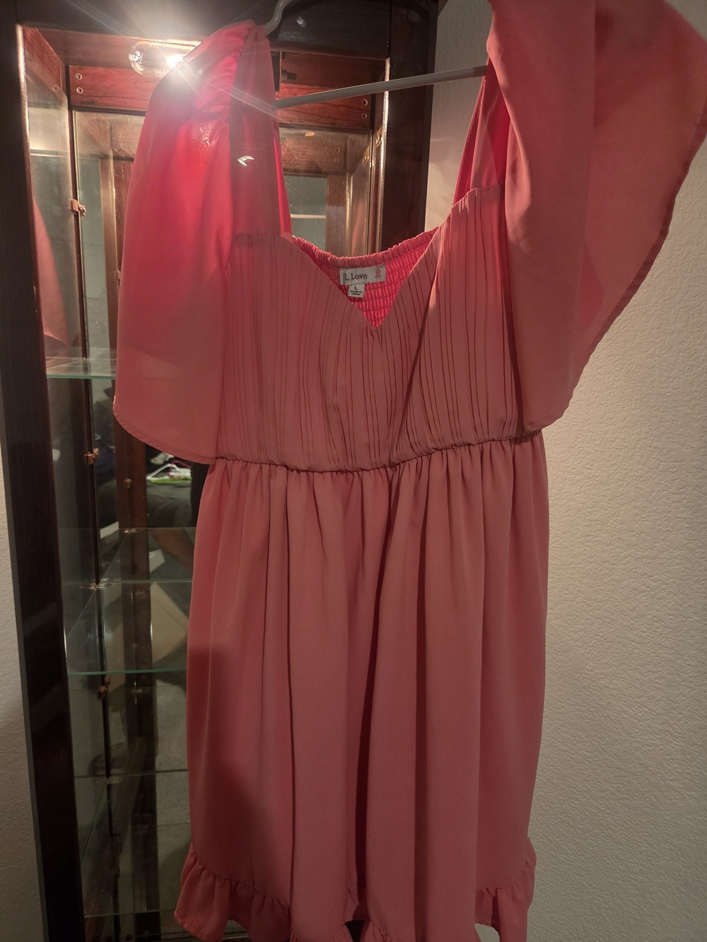 L. Love Pink Flutter-Sleeve Casual Dress